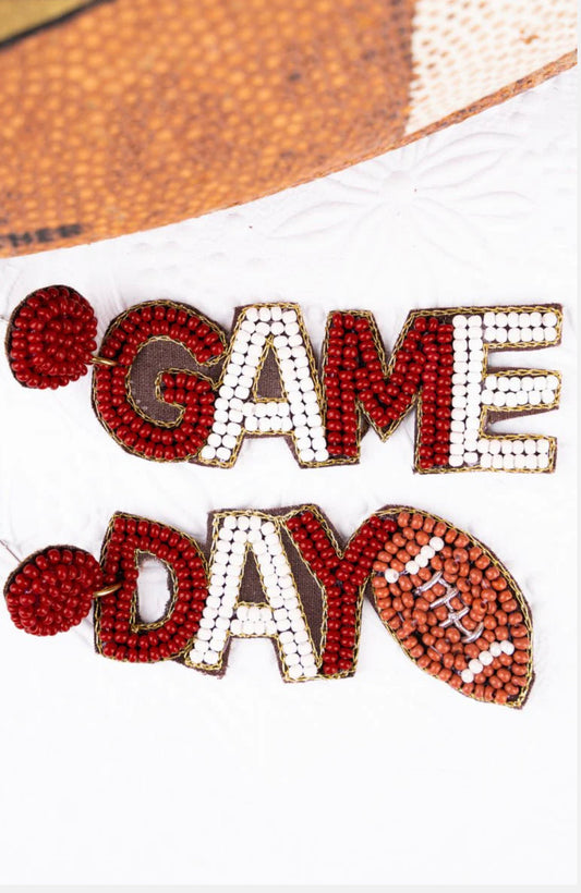 Red and White Game Day Earrings