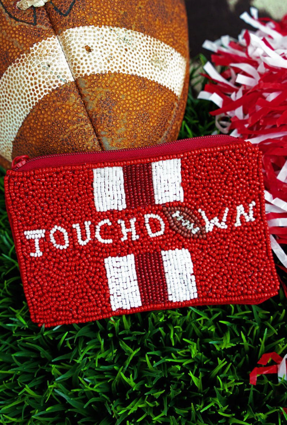 Touchdown Red and White Coin Purse